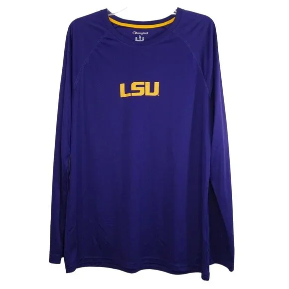 Champion LSU Tigers Long Sleeve Shirt Athletic Top Men Size L Purple Polyester - Picture 1 of 11